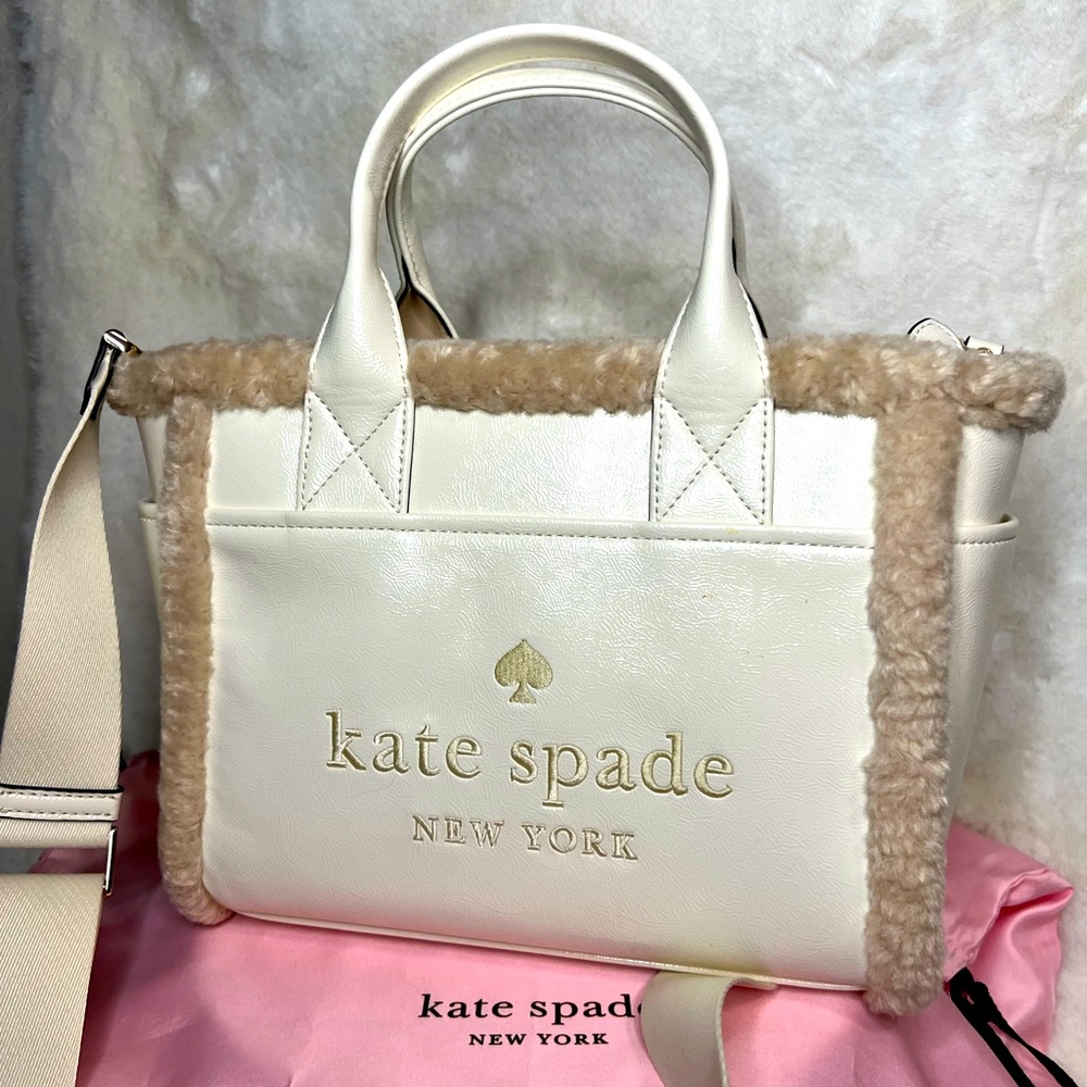 Kate Spade New York Little Better Sam Faux Shearling Medium Tote - Cream White